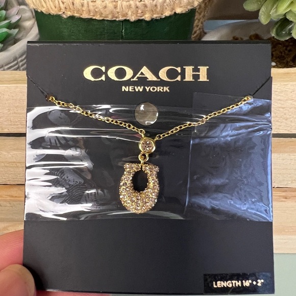 Coach Signature Pave Gold Necklace - Picture 1 of 3